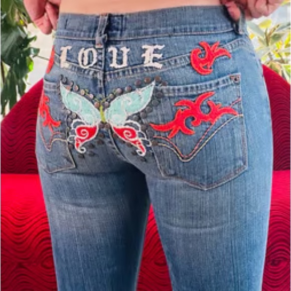 ☮️PEOPLE FOR PEACE☮️LOVE EMBROIDERED JEAN - Picture 13 of 13